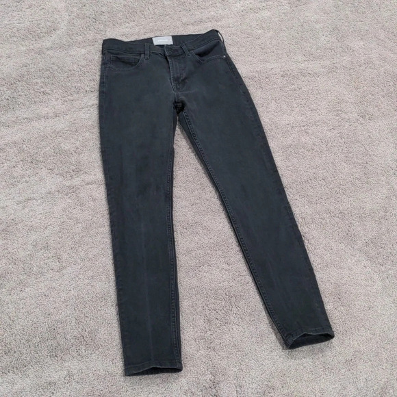 Everlane Black Washed Mid Rise Skinny Ankle Jeans Size 28 Tall - Picture 2 of 13